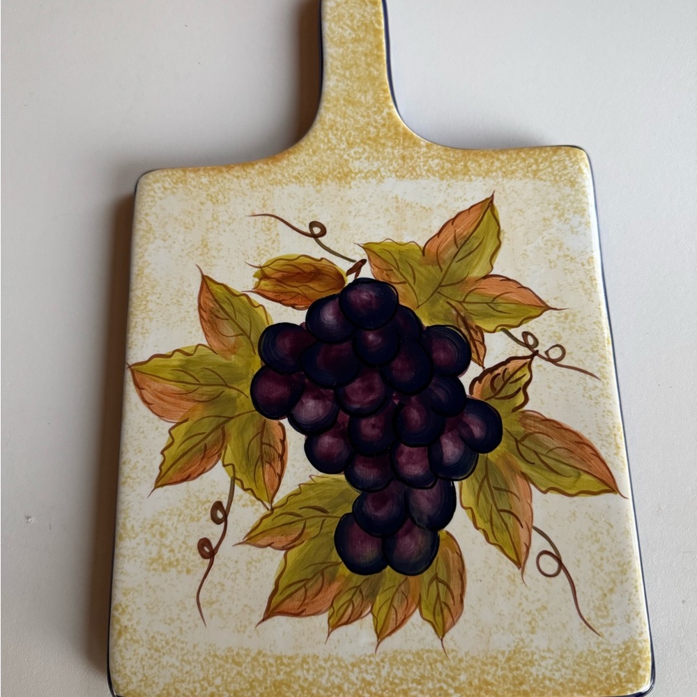 Decorative Trivet with Grapes Design Hand Painted